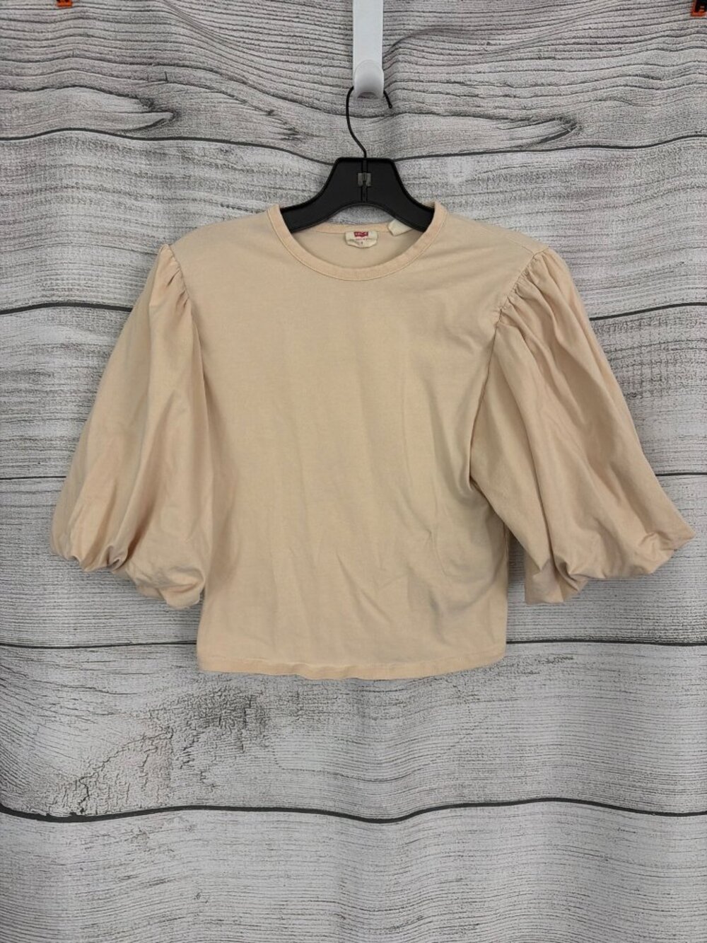 Levis Beige Puff Sleeve Womens Top Size S
